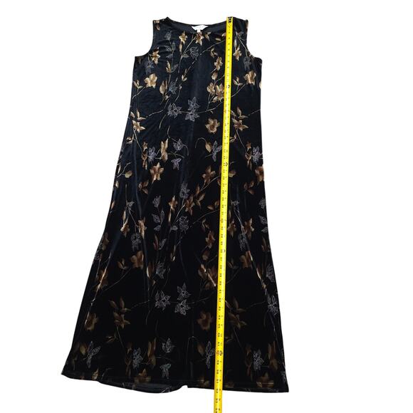 Vintage Outfit JPR Women Size L Sleevless Tank Maxi Dress Velvet Floral Retro - Picture 8 of 8